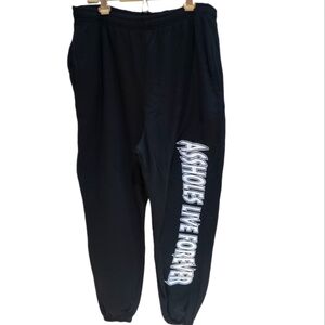 NWOT Assholes Live Forever XXXL Black Sweatpants Joggers 2 Pocket Unisex ALF